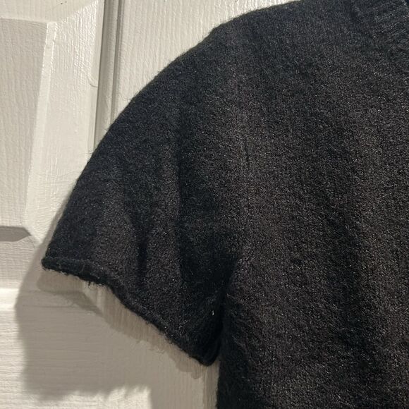 Pookie & Sebastian Black Cropped Short Sleeve Sweater,  size Medium - Picture 3 of 7